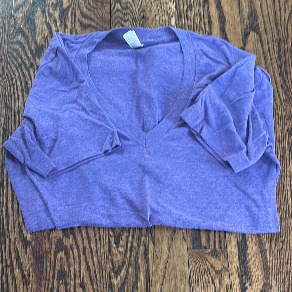 purple vintage american apparel deep v neck tee shirt